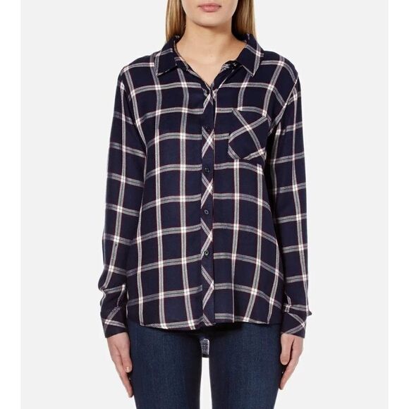 Rails Women's Hunter Plaid Shirt in Nightfall White Collared Button Down Small - Picture 1 of 12